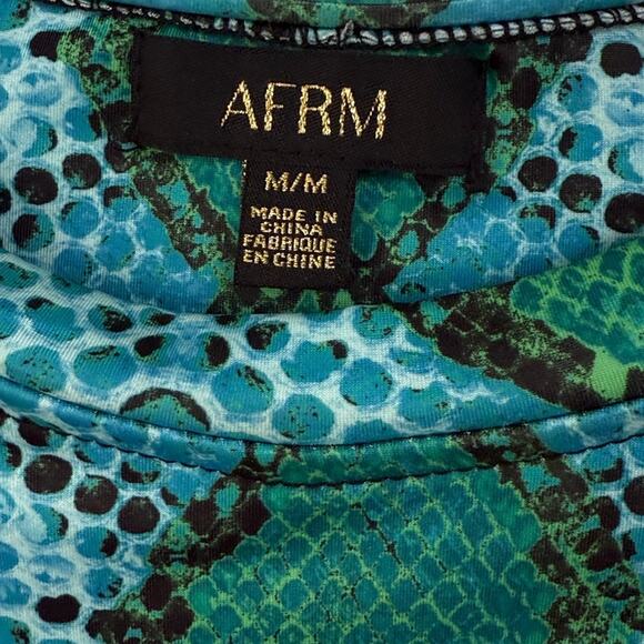 AFRM: Iman Snakeskin Print Cutout Long Sleeve Minidress in Teal Snake – Med - Picture 6 of 6